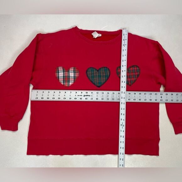 VINTAGE Heart Logo Sweatshirt Women Small Red Distressed 90s - Picture 15 of 15